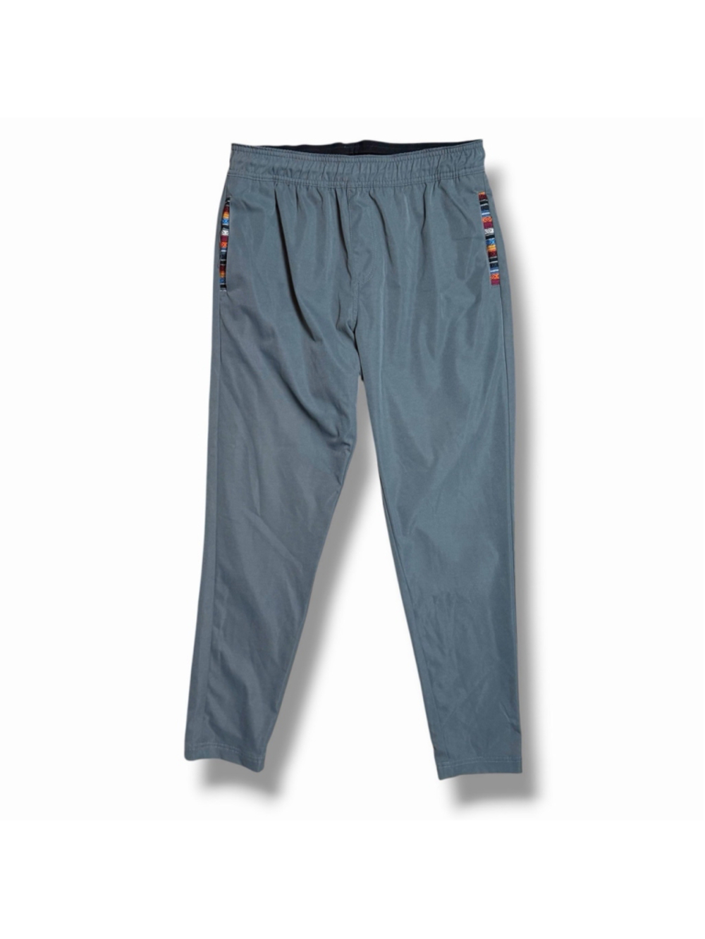Wowie Joggers Pants Mens Large Gray Aztec Print Chino Pants Crocheted Pockets